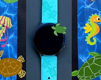 Turtles Samsung Galaxy Watch Band 20mm Summer Beach Tropical Watchband Replacement