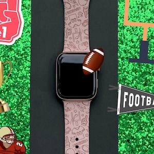 Football Watch Band 38mm 40mm 41mm 42mm 44mm 45mm S/M M/L Series 1,2,3,4,5,6,7,8,9 Engraved Sport Watchband Replacement