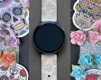 Skull and Roses Watch Band 20mm Halloween Scary Skull Watchband Replacement