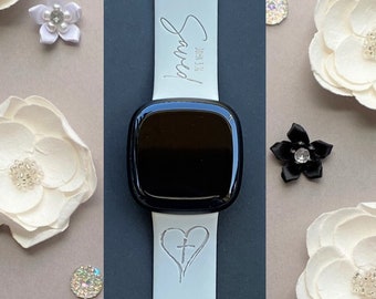 Cross and Verse Fitbit Versa 3,4/Fitbit Versa Sense S/L Silicone Engraved Religious Bible Verse Christian Watchband Replacement