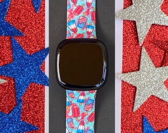4th of July Fitbit Versa 3,4/Fitbit Versa Sense S/L Silicone Patriotic Watchband Replacement