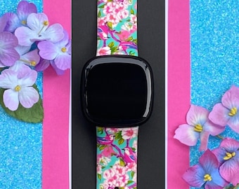 Birds and Blossoms Fitbit Versa 3,4/Fitbit Versa Sense S/L Silicone Cute Spring Summer Watchband Replacement