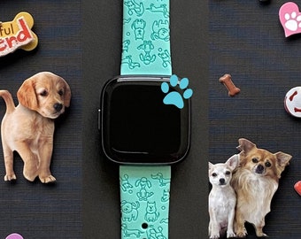 Dogs Fitbit Versa 1/Versa 2/Versa Lite S/L Silicone Engraved Dog Lover Watchband Replacement