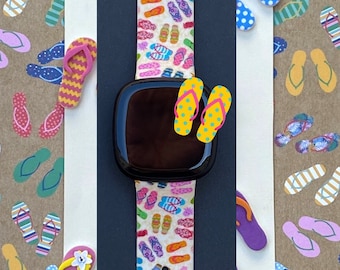 Flip Flops Fitbit Versa 3,4/Fitbit Versa Sense S/L Silicone Cute Beach Summer Sandals Watchband Replacement