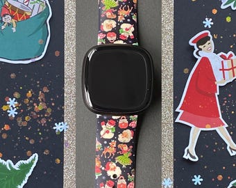 Vintage Christmas Fitbit Versa 3,4/Fitbit Versa Sense S/L Silicone Cute Holiday Winter Watchband Replacement