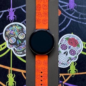 Halloween Samsung Galaxy Watch Band 20mm Cute Skulls Halloween Watchband Replacement