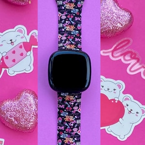 Valentine Bears Fitbit Versa 3,4/Fitbit Versa Sense S/L Silicone Cute Valentine&#39;s Day Watchband Replacement