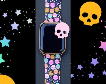 Skulls Halloween Watch Band 38mm 40mm 41mm 42mm 44mm 45mm S/M M/L Series 1,2,3,4,5,6,7,8,9 Silicone Watchband Replacement
