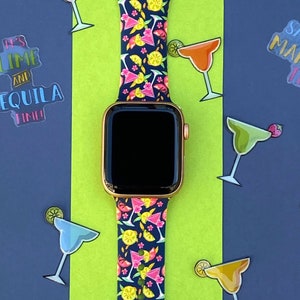 Tropical  Fun Watch Band 38mm 40mm 41mm 42mm 44mm 45mm S/M M/L Series 1,2,3,4,5,6,7,8,9 Silicone Summer Beach Watchband Replacement