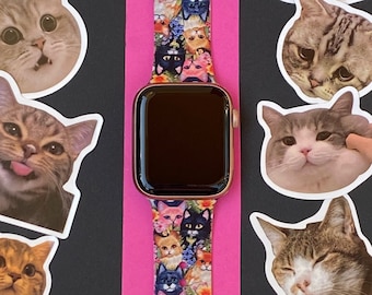 Cats Watch Band 38mm 40mm 41mm 42mm 44mm 45mm S/M M/L Series 1,2,3,4,5,6,7,8,9 Silicone Kitten Watchband Replacement