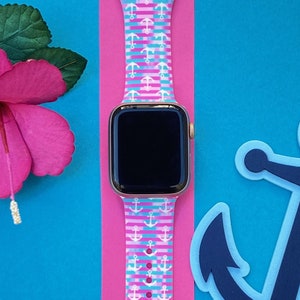 Anchors Watch Band 38mm 40mm 41mm 42mm 44mm 45mm S/M M/L Series 1,2,3,4,5,6,7,8,9 Silicone Summer Beach Watchband Replacement
