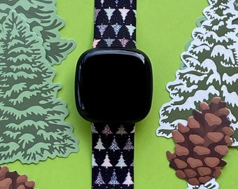 Christmas Trees Fitbit Versa 3,4/Fitbit Versa Sense S/L Silicone Cute Holiday Winter Watchband Replacement
