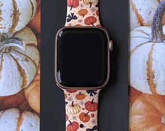 Correa de reloj con lazos de calabaza, repuesto de silicona para otoño, serie S/M/L, 38 mm, 40 mm, 41 mm, 42 mm, 44 mm y 45 mm, para otoño, tallas 1, 2, 3, 4, 5, 6, 7, 8 y 9.