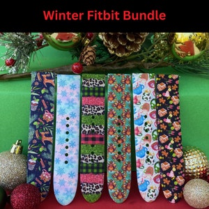 Winter Bundle Fitbit Versa 1/Versa 2/Versa Lite S/L Silicone Engraved Cute Holiday Watchband Replacement
