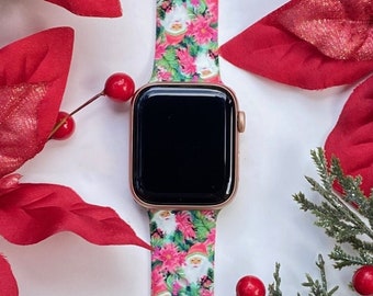Christmas Santa Watch Band 38mm 40mm 41mm 42mm 44mm 45mm S/M M/L Series 1,2,3,4,5,6,7,8,9 Silicone Cute Holiday Watchband Replacement