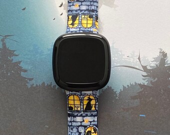 Correa de repuesto de silicona con grabado de bruja aterradora de Halloween para Fitbit Versa 1/Versa 2/Versa Lite S/L de Haunted House