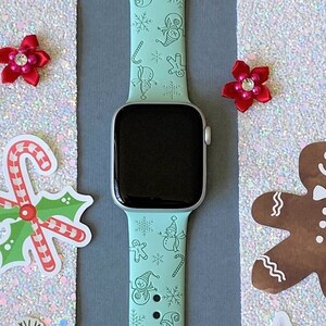 Winter Wonderland Watch Band 38mm 40mm 42mm 44mm S/M M/L Series 1,2,3,4,5,6,7,8,9 Silicone Engraved Christmas Winter Watchband Replacement