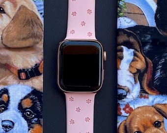 Paw Prints Dog Watch Band Silicone Engraved Band 38mm 40mm 41mm 42mm 44mm 45mm S/M M/L Series 1,2,3,4,5,6,7,8,9 Pet Watchband Replacement