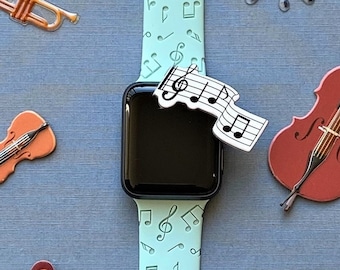Music Watch Band 38mm 40mm 41mm 42mm 44mm 45mm S/M M/L Series 1,2,3,4,5,6,7,8,9 Engraved Musician Music Notes Career Watchband Replacement