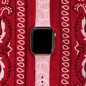Paisley Watch Band 38mm 40mm 41mm 42mm 44mm 45mm S/M M/L Series 1,2,3,4,5,6,7,8,9 Silicone Engraved Horse Cowgirl Watchband Replacement