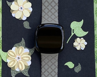 Fancy Night Out Fitbit Versa 3,4/Fitbit Versa Sense S/L Silicone Engraved Cute Elegant Wedding Watchband Replacement