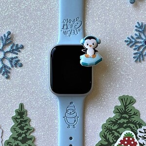 Penguin Christmas Watch Band 38mm 40mm 41mm 42mm 44mm 45mm S/M M/L Series 1,2,3,4,5,6,7 Silicone Engraved Holiday Snow Watchband Replacement