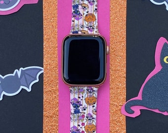 Halloween Watch Band 38mm 40mm 41mm 42mm 44mm 45mm S/M M/L Series 1,2,3,4,5,6,7,8,9 Silicone Pumpkin Watchband Replacement