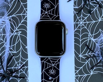 Correa de reloj Spider Web de 38 mm, 40 mm, 41 mm, 42 mm, 44 mm y 45 mm, serie S/M/M/L, repuesto de correa de silicona para Halloween, 1, 2, 3, 4, 5, 6, 7, 8 y 9
