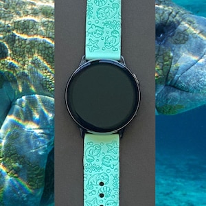Manatee Samsung Galaxy Watch Band 20mm Summer Beach Tropical Watchband Replacement