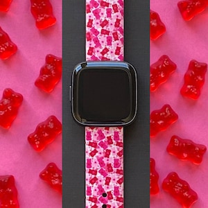 Valentine&#39;s Day Bears Fitbit Versa 1/Versa 2/Versa Lite S/L Silicone Engraved Cute Vday Watchband Replacement