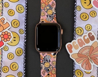Retro Watch Band 38mm 40mm 41mm 42mm 44mm 45mm S/M M/L Series 1,2,3,4,5,6,7,8,9 Silicone Watchband Replacement
