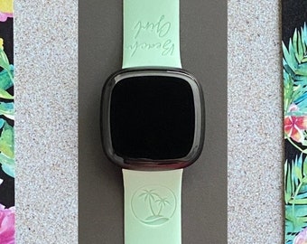 Beach Girl Fitbit Versa 3,4/Fitbit Versa Sense S/L Silicone Engraved Cute Summer Beach Watchband Replacement