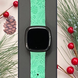 Remplacement du bracelet de montre Fitbit Versa 3, Fitbit Versa 4/Fitbit Versa Sense S/L gravé en silicone pour arbre de Noël d'hiver image 1