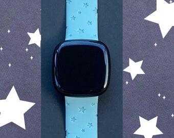 Stars Fitbit Versa 3,4/Fitbit Versa Sense S/L Silicone Engraved Patriotic 4th of July Watchband Replacement
