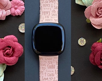 Faith Fitbit Versa 3,4/Fitbit Versa Sense S/L Silicone Engraved Bible Verse Christian Watchband Replacement