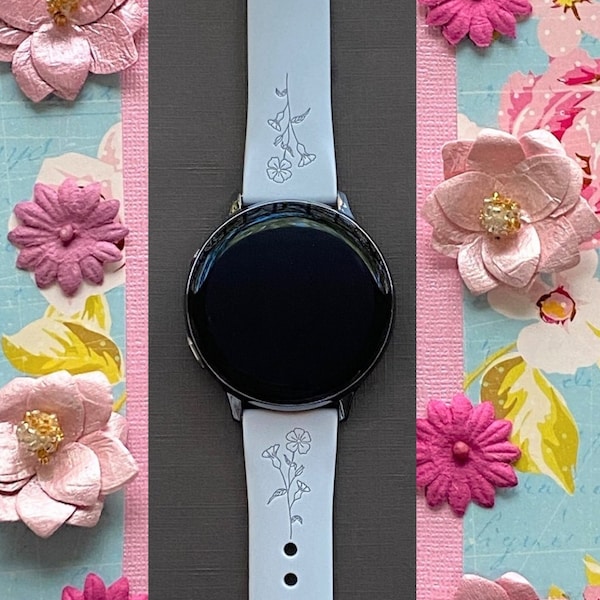 Wild Flower Samsung Galaxy Watch Band Slim Fit 20mm Spring Summer Fall Floral Watchband Replacement