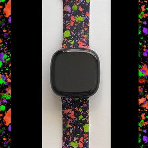 Neon Splatter Fitbit Versa 3,4/Fitbit Versa Sense S/L Silicone Halloween Watchband Replacement
