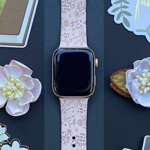 Floral Faith Watch Band 38mm 40mm 41mm 42mm 44mm 45mm S/M M/L Series 1,2,3,4,5,6,7,8,9 Silicone Engraved Religious Watchband Replacement