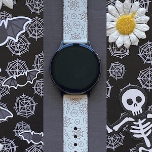 Halloween Skull and Webs Samsung Galaxy Watch Band 20mm Halloween Watchband Replacement