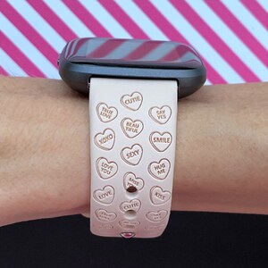 Candy Hearts Valentine's Day Fitbit Versa 1/Versa 2/Versa Lite S/L Silicone Engraved Cute Holiday Watchband Replacement image 4