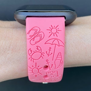 Beach Fitbit Versa 1/Versa 2/Versa Lite S/L Silicone Engraved Beach Summer Cute Watchband Replacement image 3
