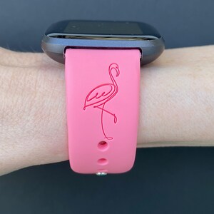 Flamingo Fitbit Versa 1/Versa 2/Versa Lite S/L Silicone Engraved Cute Summer Animal Watchband Replacement bild 3