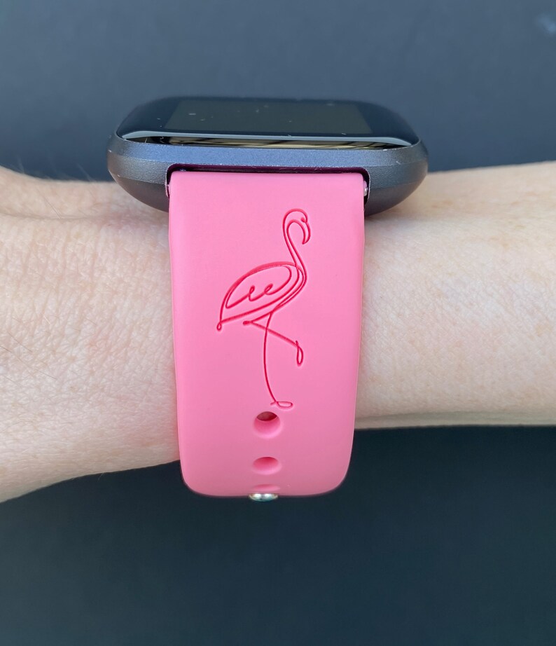 Flamingo Fitbit Versa 1/Versa 2/Versa Lite S/L Silicone Engraved Cute Summer Animal Watchband Replacement bild 3
