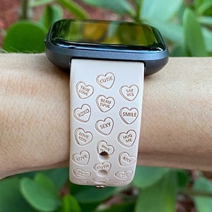 Candy Hearts Valentine's Day Fitbit Versa 1/Versa 2/Versa Lite S/L Silicone Engraved Cute Holiday Watchband Replacement image 5