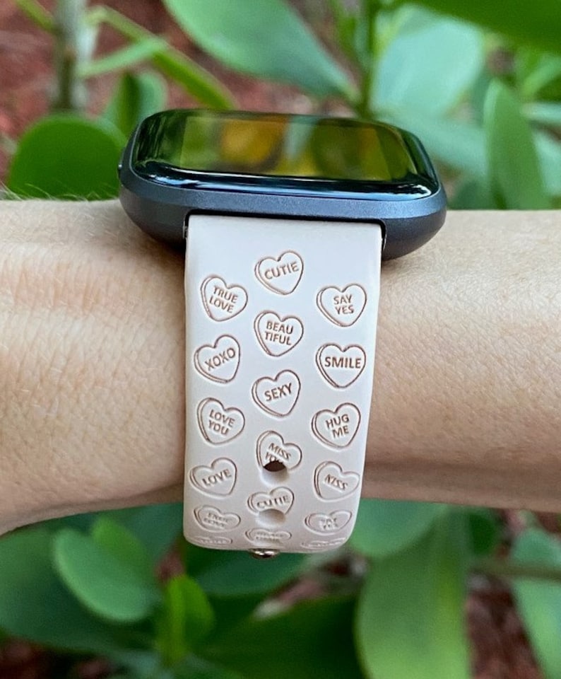 Candy Hearts Valentine's Day Fitbit Versa 1/Versa 2/Versa Lite S/L Silicone Engraved Cute Holiday Watchband Replacement image 5