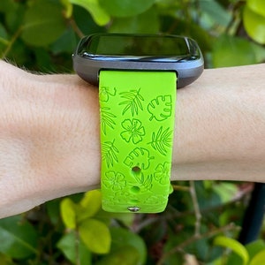 Hibiscus and Leaves Fitbit Versa 1/Versa 2/Versa Lite S/L Silicone Engraved Summer Beach Cute Watchband Replacement bild 3