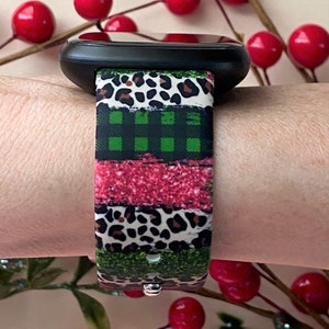 Christmas Leopard Fitbit Versa 1/Versa 2/Versa Lite S/L Silicone Engraved Cute Holiday Winter Watchband Replacement image 2
