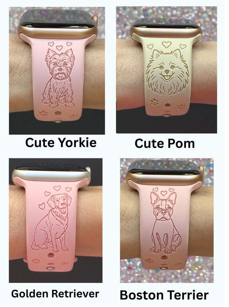 Dog Breed Fitbit Versa 3,4/Fitbit Versa Sense S/L Silicone Engraved Dog Lover Watchband Replacement afbeelding 8
