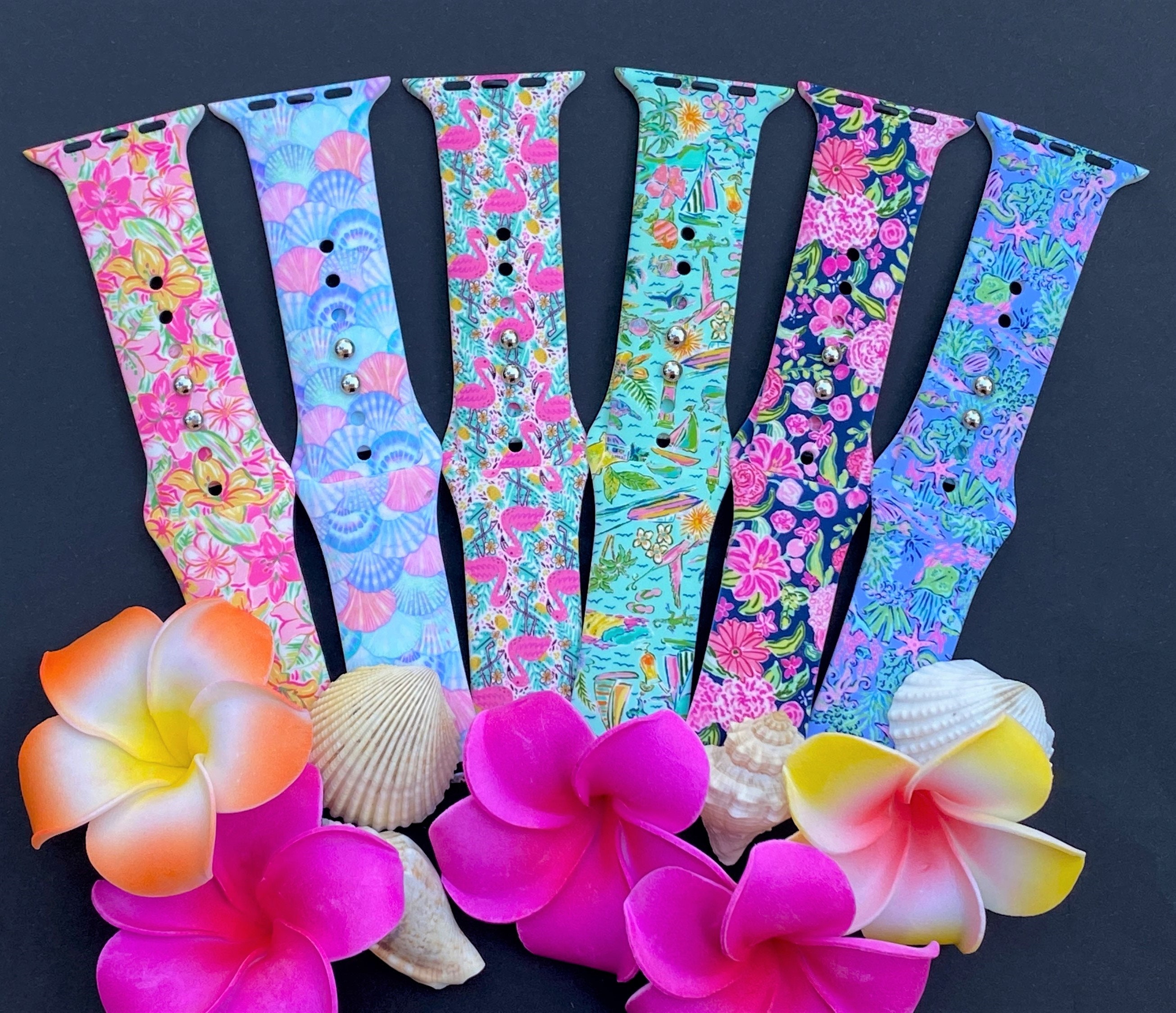 Summer Bundle Watch Bands 38mm 40mm 41mm 42mm 44mm 45mm S/M M/L Series 1,2,3,4,5,6,7,8,9 Silicone Summer Beach Cute Watchband Replacement