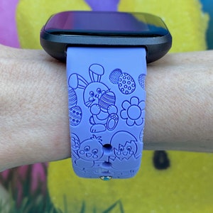 Easter Fitbit Versa 1/Versa 2/Versa Lite S/L Silicone Engraved Bunny Watchband Replacement Bild 2